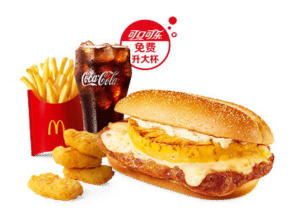 麦当劳【麦金】芝士嘿凤梨板烧鸡腿堡+麦旋风+辣翅/里脊+饮品7选1
